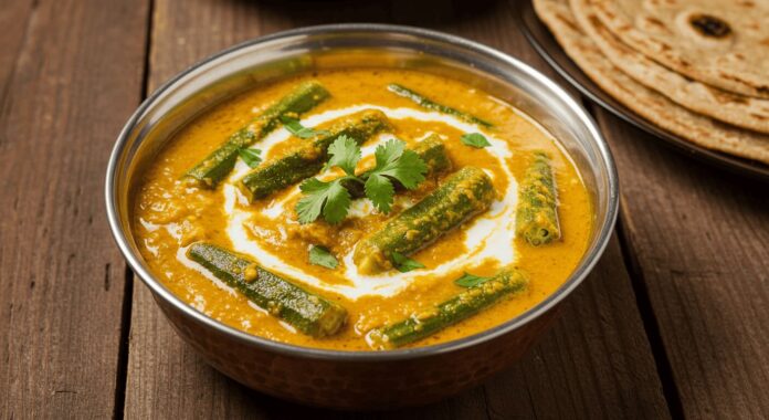 Achari Dahi Bhindi - Spicy and Tangy Okra in Yogurt Gravy