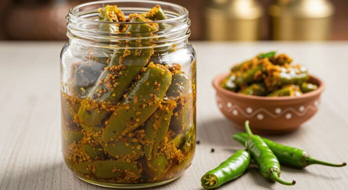 Green Chilli Pickle - Homemade Indian Spicy Green Chilli Achaar